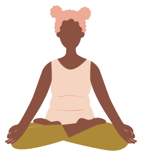 Illustration of a person sitting cross-legged in a calm meditation pose